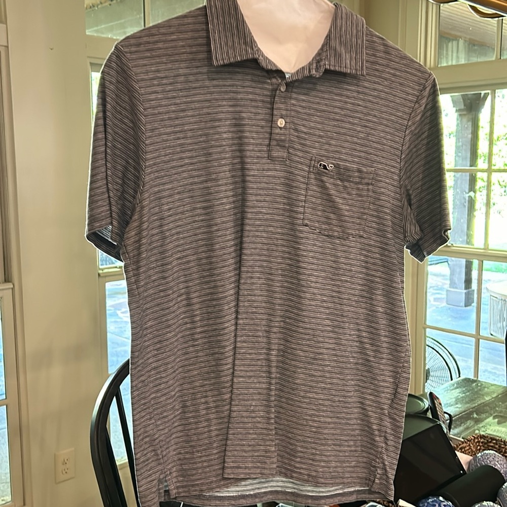 Vineyard Vine. Edgertown Polo. Medium. Navy and white stripe